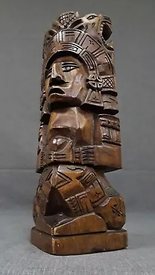 Vintage Aztec Inca Wood Sculpture Hand Carved Carving Jaguar Totem • $89.95