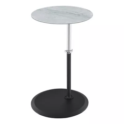 Pemberly Row End Table With Height Adjustable Gray Marble Textured Glass Top • $71.71