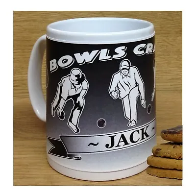 YOUR NAME Personalised BOWLS CRAZY Ceramic Cup Coffee Mug Gift Drinking Humour • £12.50