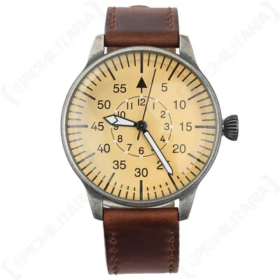 Luftwaffe Pilot Watch - WW2 German ME 109 Military Wristwatch With Leather Strap • $83.24