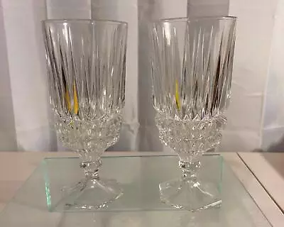 Lot Containing 2 Vintage Cut Glass Wine/Juice Goblets 7.25 Inches Tall • $22.50