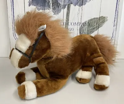 LIVING NATURE BROWN & WHITE HORSE PONY  LAYING DOWN SOFT TOY PLUSH Cuddly • £14.99
