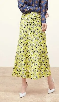 £7.99 • Buy Zara Yellow Black Floral Polka Dot Maxi Skirt M