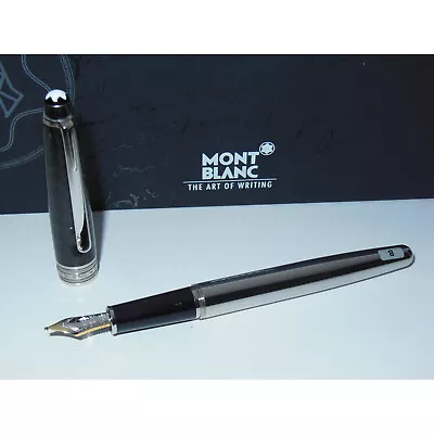 NOS/Demo* Montblanc Solitaire Carbon & Steel Classique Fountain Pen 18K B Nib • $999.95