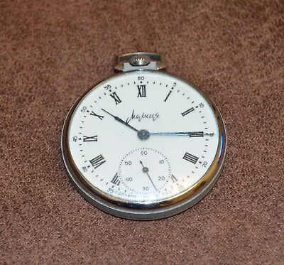 Molnija Molnia Soviet USSR Pocket Watch 3-1967 Roman Numerals Serviced #34 • $55.99