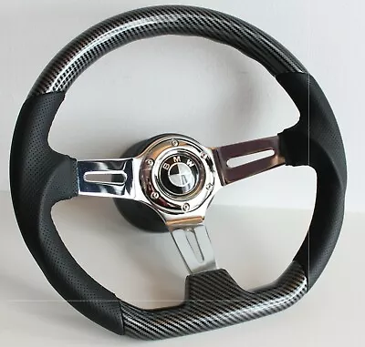 Steering Wheel Fits For BMW Used Carbon Look Leather Flat E31 E34 E36 Z3 93-98' • $317.90