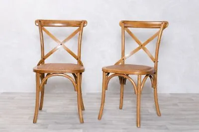 Bentwood Dining Chairs Oak Wooden Chairs Cross Back Dining Chairs • £120