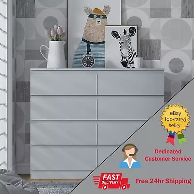 £143.98 • Buy Chest Of Drawers Matt Grey Finish Bedside Tables Chests Modern Bedroom Furniture