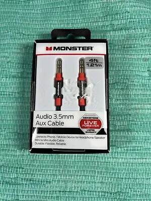 Monster 4-FT | 1.21 M AUDIO 3.5 MM AUX CABLE Gold Contacts HD Audio Phone J3 • $14.40