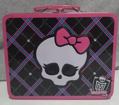 2011 Monster High Tin Metal Lunchbox Party Favor Pink/Black Skull/Bow  Frankie • $15.06