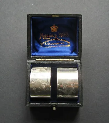 Pair Of Napkin Rings In Vintage Leather Mappin & Webb Case • $70.87