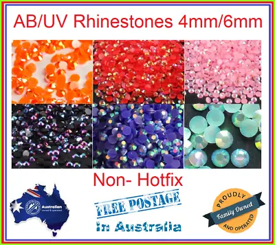 100/250/500/1000/2000 AB 4mm/6mm Rhinestones Crystal Cut Resin Acrylic Flat Back • $2.48