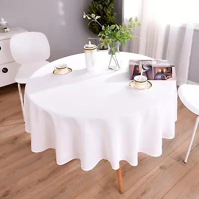 Linen Round Tablecloth 70 Inch Waterproof And Stain Resistant Natural Table Clot • $24.87