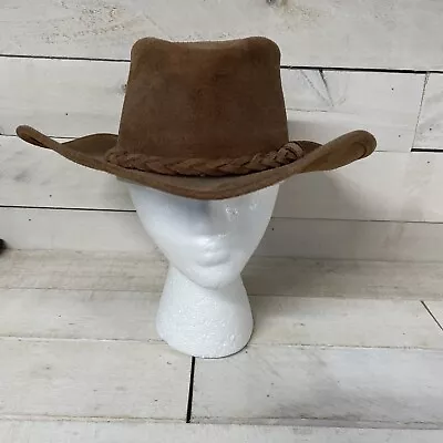 The Outback Hat Minnetonka Size M Brown Genuine Leather Outback Style Cowboy VTG • $33.24