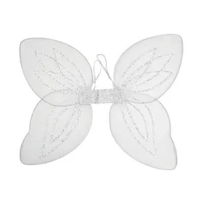 £5.50 • Buy White Adult Fairy Pixie Wings With Silver Glitter Fancy Dress Up