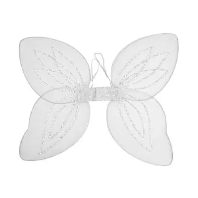 White Adult Fairy Pixie Wings With Silver Glitter Fancy Dress Up • £5.50