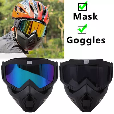 Motorcycle Helmet Full Face Mask Motocross Safety Goggles Shield Glasses Eyewear • $12.34