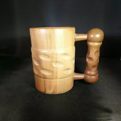 Wooden Beer Mug Vintage Carved • $18.50