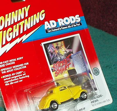 JOHNNY LIGHTNING 1934 FORD COUPE MILD CUSTOM YELLOW W COLLECTOR CARD 1/64 • $9.99