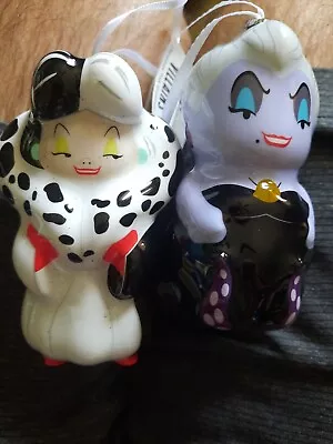 Disney Villain Christmas Ornaments Cruella And Ursula By Hallmark Set Of 2 • $35