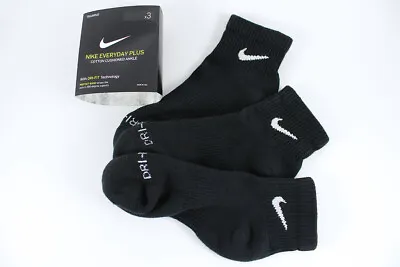 Nike Dri-fit Plus Cushion Quarter Ankle Socks 3-pair Black Us Men Shoe Size 6-15 • $24.99