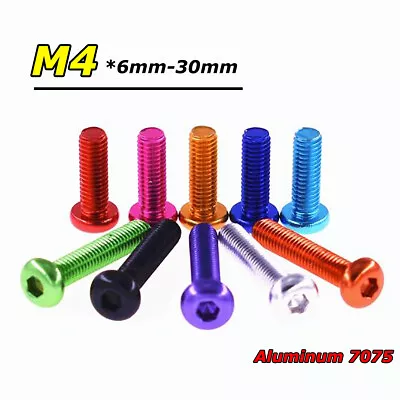 M4 Colors Aluminum Alloy Button Head Hex Socket Cap Screw Allen Bolts L=6mm-30mm • $3.59