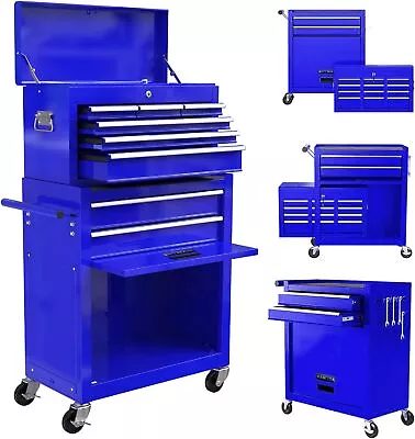 8-Drawers Rolling Tool Box Cart Tool Chest Tool Storage Cabinet W/ Wheels Blue • $239.99