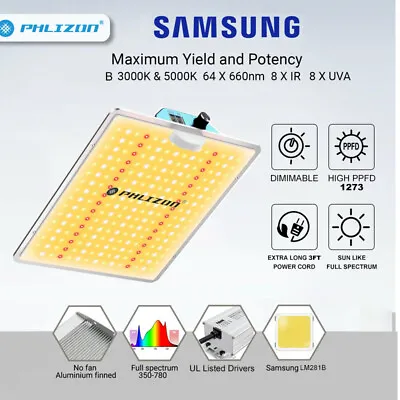 $64.99 • Buy 1000W Full Spectrum LED Grow Light Samsung LM281B For Indoor Plant Veg Flower IR