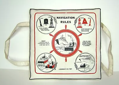 Vintage NAVIGATION RULES Ship Wheel BOAT SEAT CUSHION Life Preserver CRAWFORD • $87