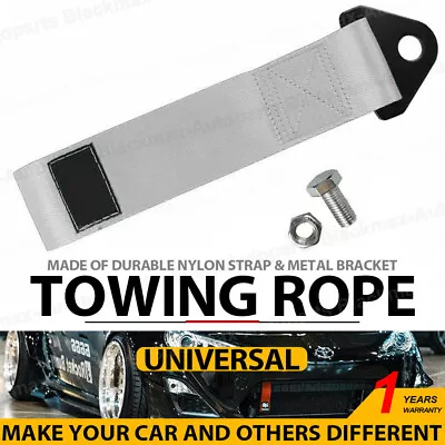 Silver Universal Tow Strap Towing Rope High Strength Nylon For JDM Racing Car • $9.99