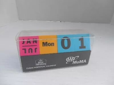 MoMA Cubes Perpetual Calendar Yellow Pink Blu 2017 AAA Best Western Advertising • $12.99