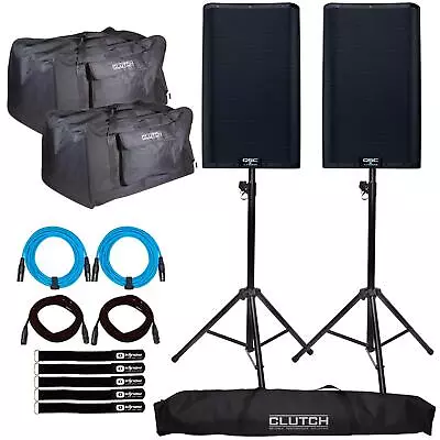 QSC K12.2 12  Powered Active DJ PA Speakers Pair W Stands & Bags K12 • $1812.40