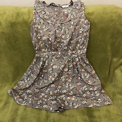 New Look Playsuit 8 Floral Back Zip With Front Button Detail And Collar Used • £3