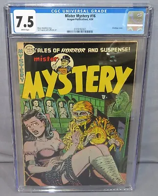 MISTER MYSTERY #16 (Bondage Cover 2nd Highest Graded) CGC 7.5 VF- Aragon 1954 • $6599.99