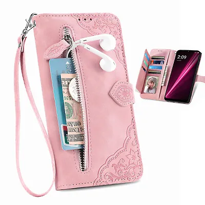 For T-Mobile Revvl V+ / 6 Pro 5G Wallet Case With Wrist Strap Zipper Card Holder • $10.99