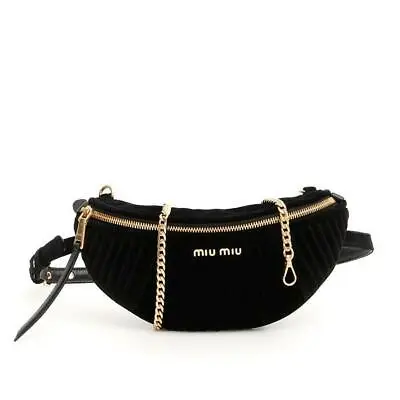 NWT NEW Miu Miu Women's Black Velvet Matelasse Convertible Belt Shoulder Bag • $599