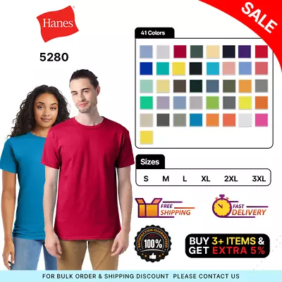 Hanes 5280 Mens Short Sleeve Plain ComfortSoft Cotton Crew Neck Stylish T-Shirt • $7.63