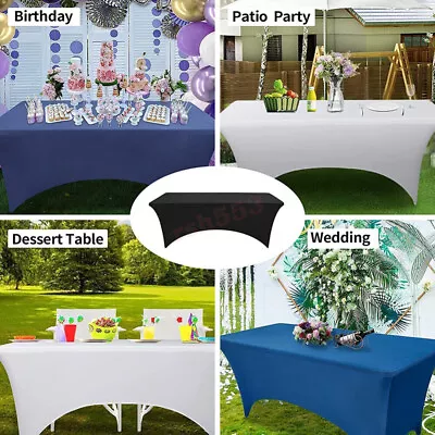 4ft 6ft 8ft Stretch Tablecloths Spandex Table Cover Wedding Party Banquet Cloth • $37.25