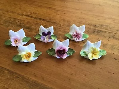 Vintage Royal Swansea Floral Place Card Holders Set Of 6 Bone China England • $19.99