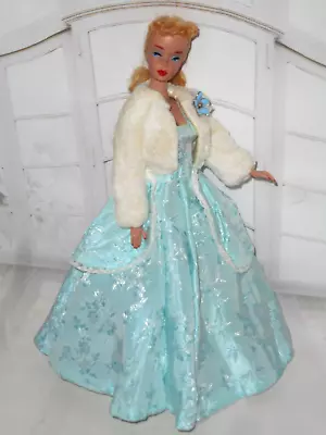 Vintage BARBIE GOING TO THE BALL JACKET HM AQUA BROCADE TYPE PRINCESS LINE GOWN • $39.99