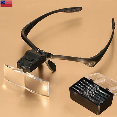 Head Magnifier LED Glasses Bright Light Loupe Hands Free For Jeweler Lab Craft • $10.97