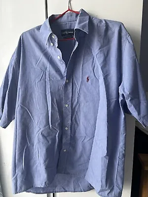 POLO Ralph Lauren. Linen Chambray Light Blue Shirt Medium Classic 100 Cotton • £7.99