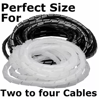 Spiral Wrap Cable Tidy Leads Binding / PC TV Home Cinema Wire Management CCTV • £3.31