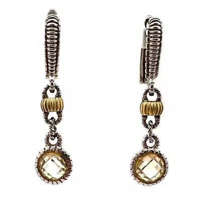 Judith Ripka Sterling Silver/18k Lemon Faceted Quartz Dangle Earrings-A2684 • $99.99