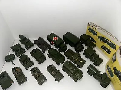 Vintage DINKY TOYS Collection Lot Of 18 Army Military Vehicles  Tank Truck Jeep • $680