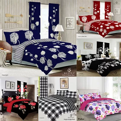 4Pcs Complete Duvet Cover With Matching Fitted Sheet & Pillowcase Set UK • £18.29