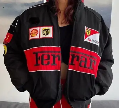 Ferrari Racing Jacket Vintage Style Black Nascar Bomber F1 Ferrari Jacket • $55