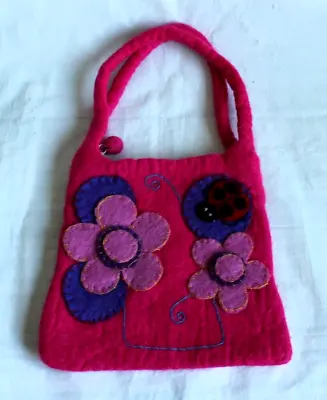 Felted Wool Hand Bag  Size 8  X 8   Made In Nepal • $5.99