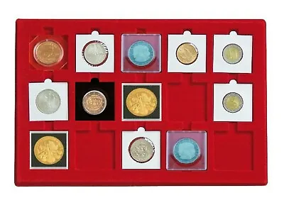 Lindner 2329-15 Coin Trays 15x 50mm Red For 15 Coin Holder 50x50 Mm • £6.08