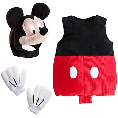 MICKEY MOUSE~Costume~Plush~BoDySuIT+HooD FaCe+GLoVeS+SqUeAk~NWT~Disney Store • $88.99